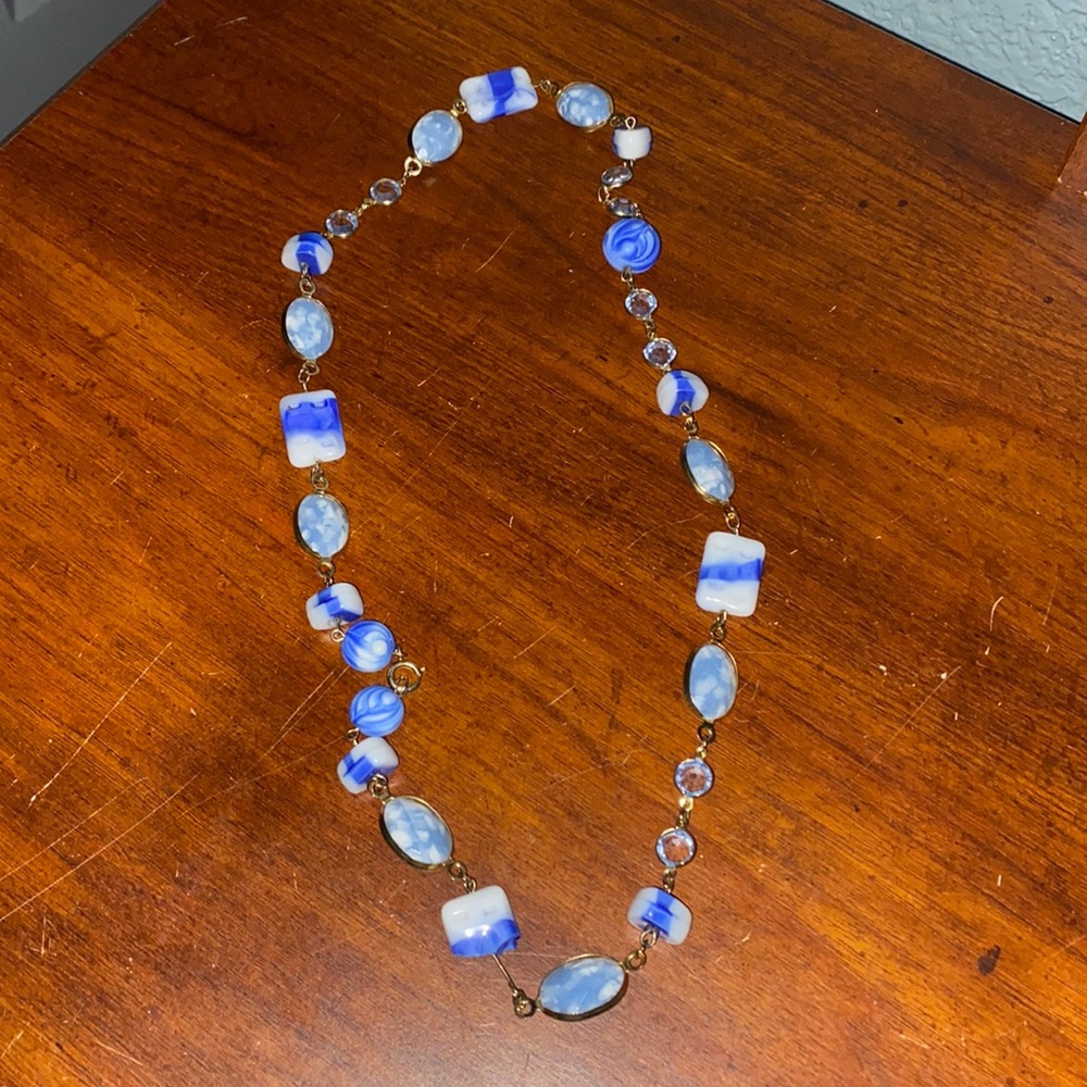 Blue, White and Gold necklace